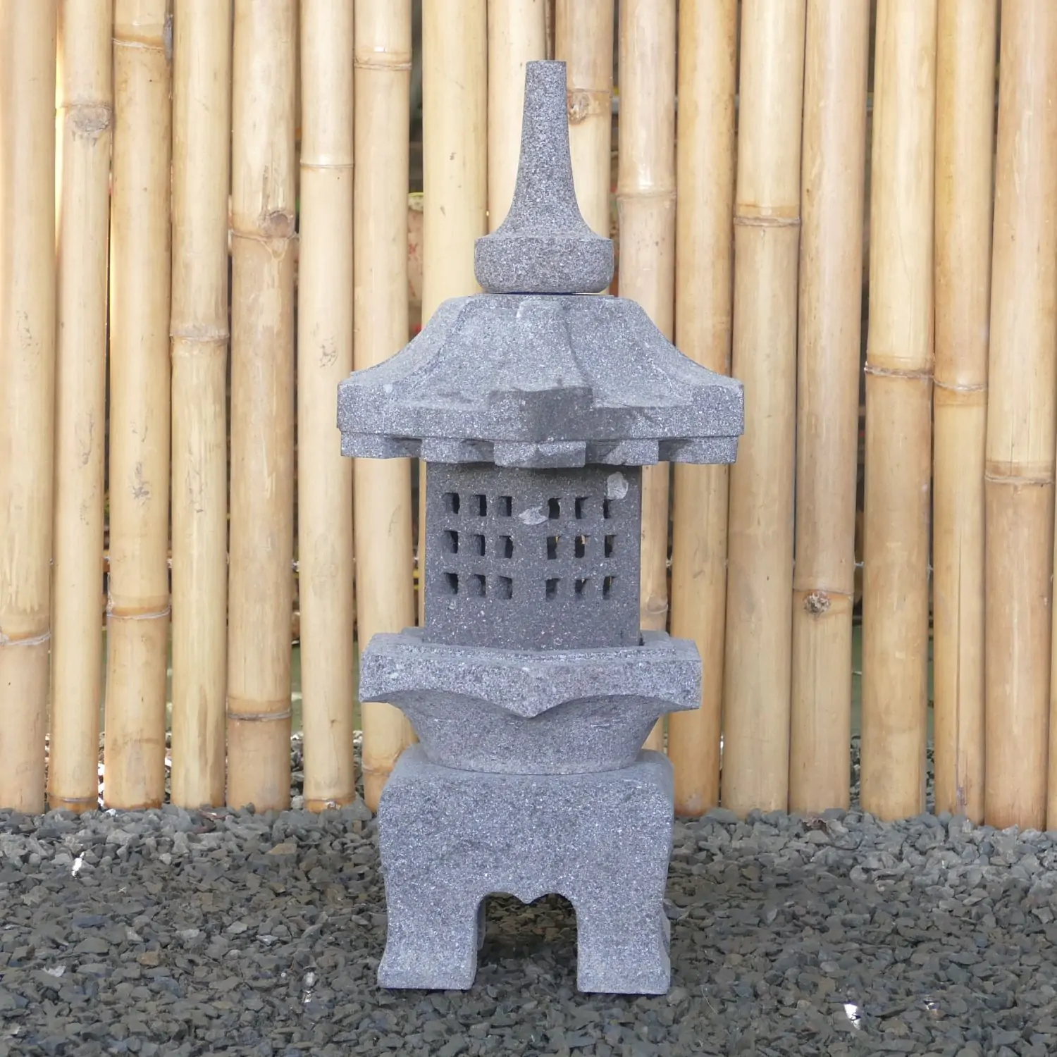  Product image 2 of the product “Japanese style Garden Lantern, made from Andesit Stone. Multipart. 60 cm Height, Roof is 26 cm width. ”